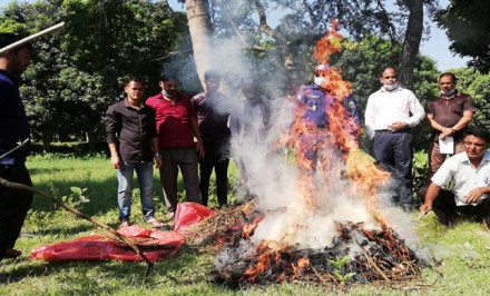 শাহজাদপুরে ০২ টি মামলার জব্দকৃত মাদকদ্রব্য ধ্বংস