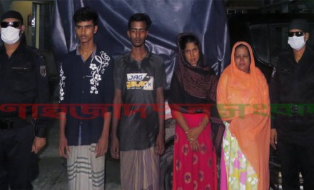 সলঙ্গায় ২ নারীসহ ৪ মাদক ব্যবসায়ী গ্রেফতার