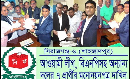 আওয়ামী লীগ, বিএনপিসহ অন্যান্য দলের ৭ প্রার্থীর মনোনয়নপত্র দাখিল
