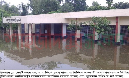 শাহজাদপুর আদালত বন্যার পানিতে ডুবে যাওয়ায় বিচার কার্য ব্যহত
